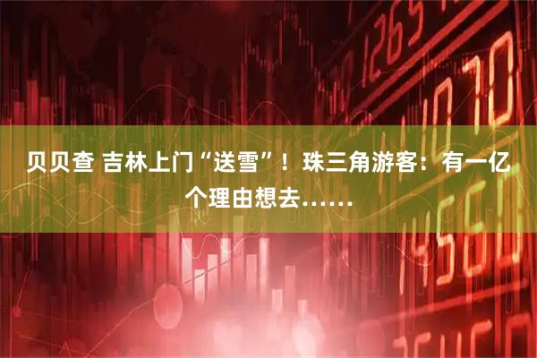贝贝查 吉林上门“送雪”！珠三角游客：有一亿个理由想去……